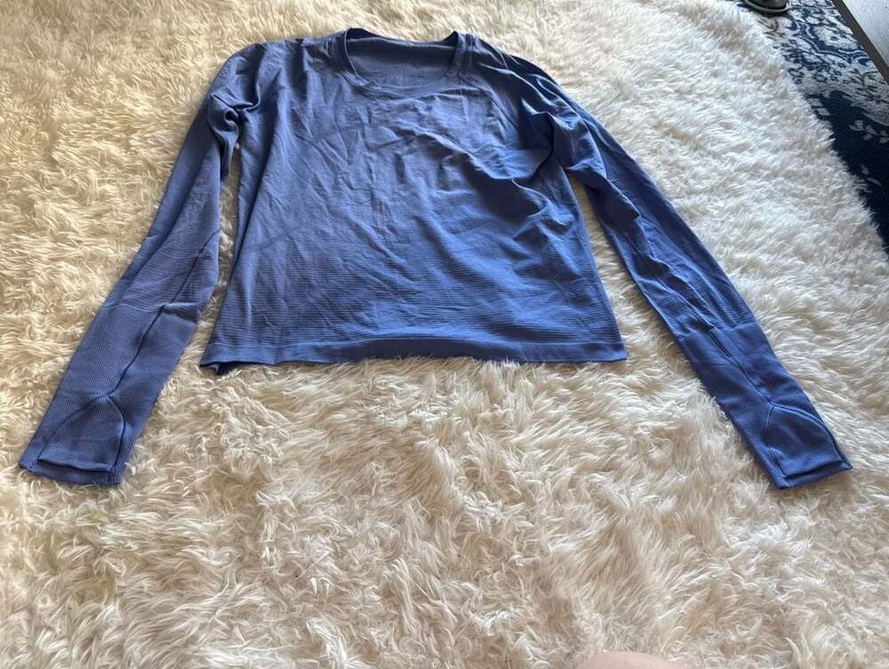Lululemon Swiftly Tech Long-Sleeve‎ Shirt 2.0 Cropped Medium Blue